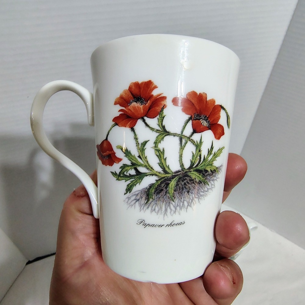Royal Victorian Staffordshire England Botanical Flower Mugs Fine Bone China - Picture 10 of 13